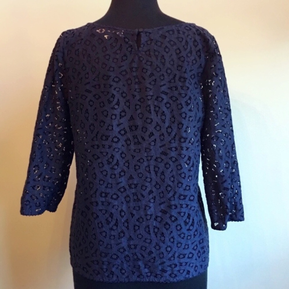 LOFT Ann Taylor Blue Lace Top Small Petite